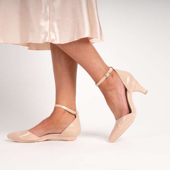 Pashion Footwear Shoes - CONVERTIBLE HEEL - Pashion 1.0 The D'Orsay - Sand Patent Stiletto 3 Inch